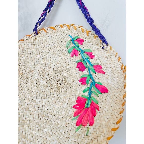 Vintage Straw Hand Made Embroidered Bag - Picture 5 of 6